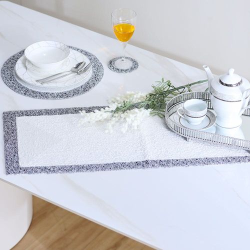 Dazzle Beaded Runner 35x90 Cm Rectangle White Grey