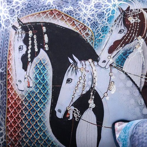 Horse Filled Cushion 45x45 Cm Multicolor