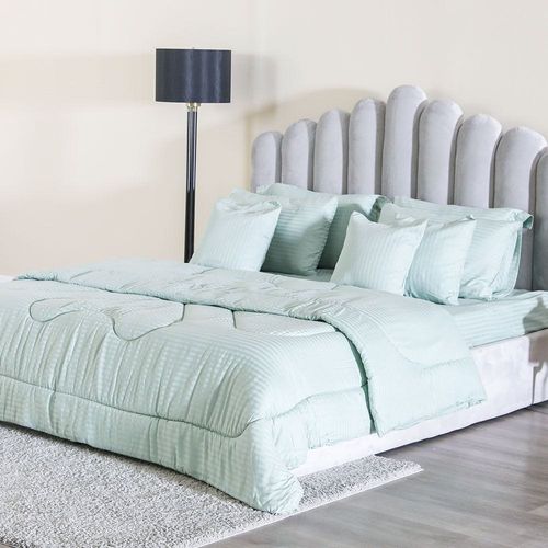 KL Satin Stripe 10-Piece King Comforter Set 240x260 Cm Sage
