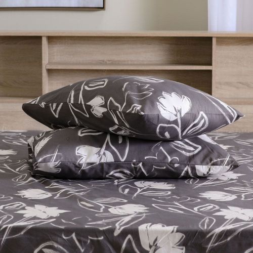 Albany Florence King 3- Pcs Fitted Sheet Set 180x200 Cm Dark Grey