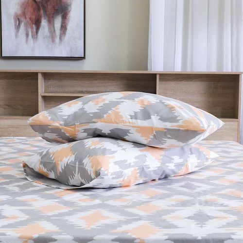 Albany Ikat King 3- Pcs Fitted Sheet Set 180x200 Cm Sliver Peach