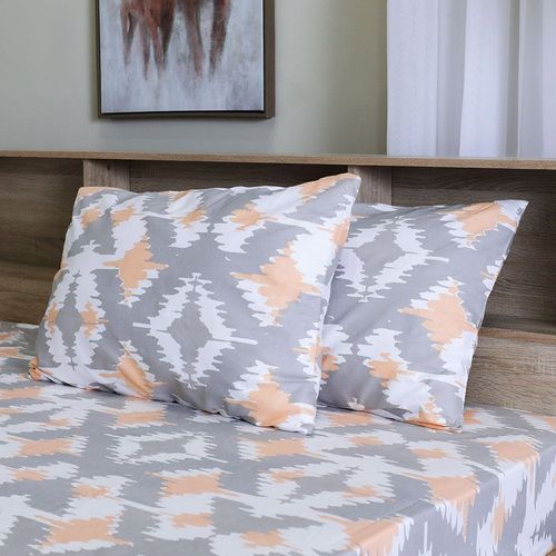 Albany Ikat King 3- Pcs Fitted Sheet Set 180x200 Cm Sliver Peach