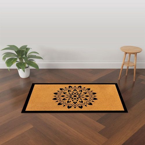 Eco Slim Coir Doormat Rangoli 75x45 Cm Black