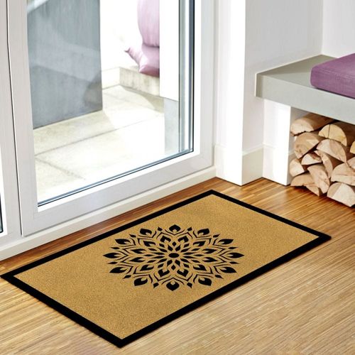 Eco Slim Coir Doormat Rangoli 75x45 Cm Black