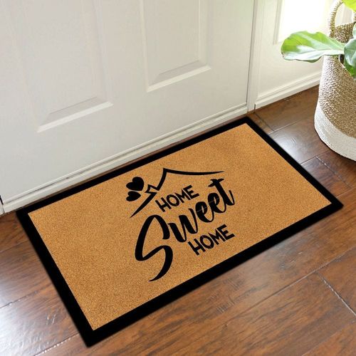 Eco Slim Coir Doormat Home Sweet home 75x45 Cm Black
