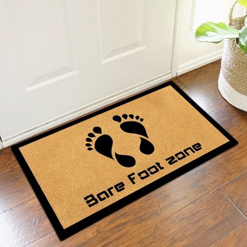 Eco Slim Coir Doormat Bare foot Design 75x45 Cm Black