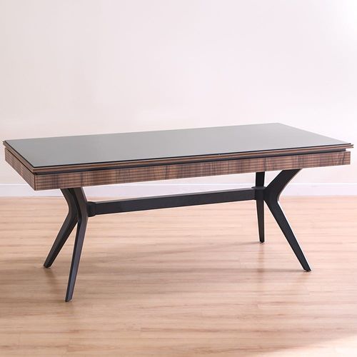 Kelbek 1+6 Dining Set - Walnut/Black - With 2-Year Warranty