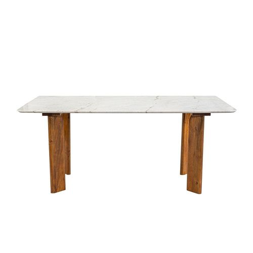 Masaya 8 Seater Marble/ Solid Wood Dining Table - White/ Walnut