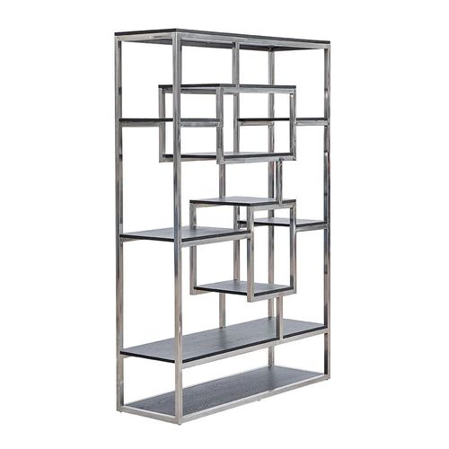 Breton 6 Tier Bookcase/Display Cabinet - Brushed Silver