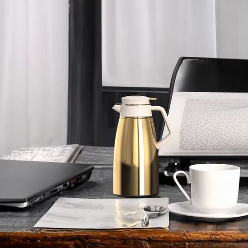 Gentlemen Stainless Steel Vacuum Flask Pink Glass Gold 1.0 L