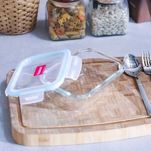 Fissman Rectangle Glass Food Container With PP Lid 640Ml