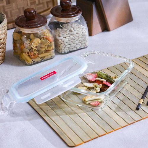 Fissman Rectangle Glass Food Container With PP Lid 1050Ml