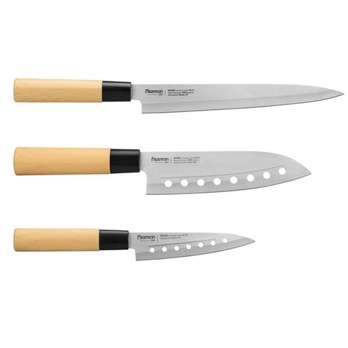 Katana 3-Piece Knife Set 8"Slicer/ 6.6"Santoku/ 5"Utility (3Cr13 Steel)