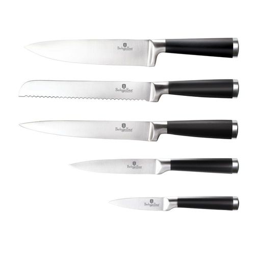 BerlingerHaus 6-Piece knife set with stainless steel stand, black- silver