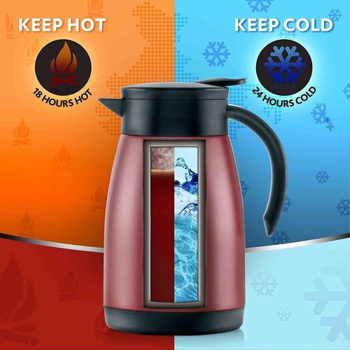 Borosil Vacuum Stainless Steel Teapot Red 1500 Ml