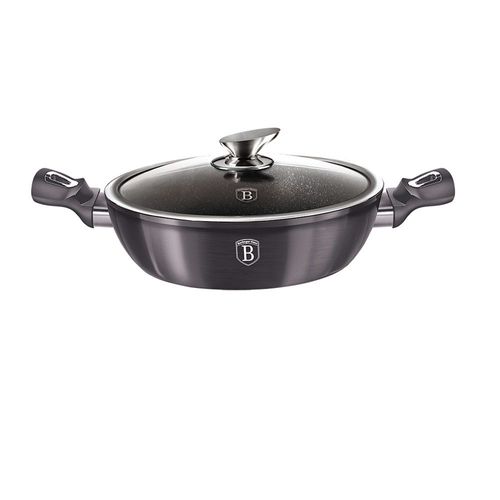 Berlingerhaus Shallow Pot With Lid, 32 Cm,4.9L Metallic Line Carbon Pro Edition