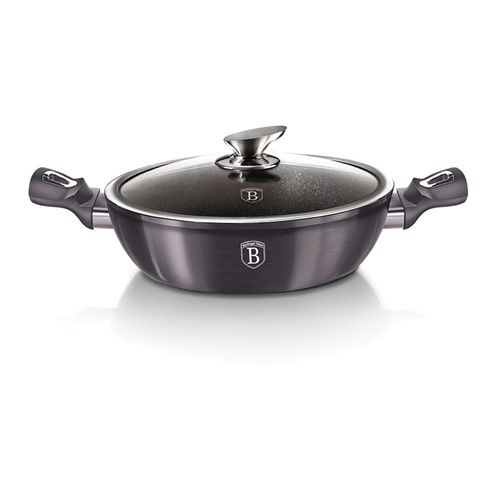 Berlingerhaus Shallow Pot With Lid, 32 Cm,4.9L Metallic Line Carbon Pro Edition