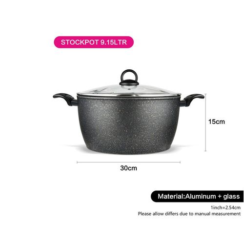 Fissman Stockpot Magna 30x15cm/9.15LTR With Glass Lid (Aluminum Non Stick Coating)
