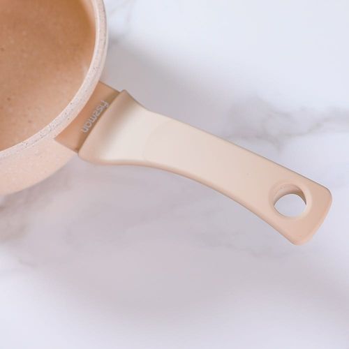 Smoky Cream Marble Coating 16Cm Sauce Pan - 15023