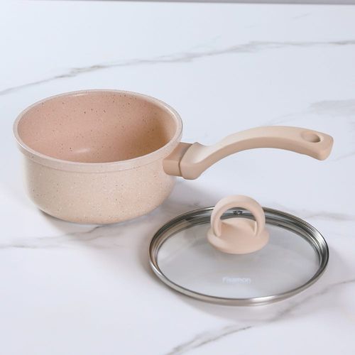 Smoky Cream Marble Coating 16Cm Sauce Pan - 15023