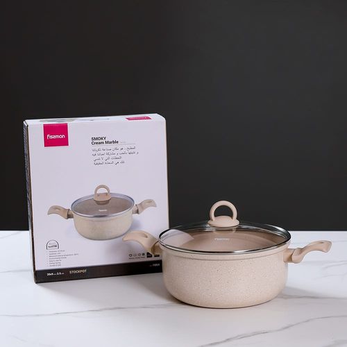 Smoky Cream Marble Coating 20Cm Casserole - 15024