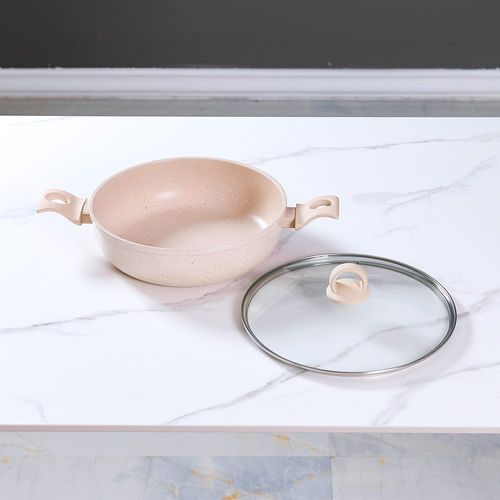 Smoky Cream Marble Coating 28Cm Shallow Casserole - 15027
