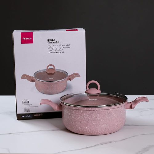 Smoky Pink Marble Coating 28Cm Casserole - 15035