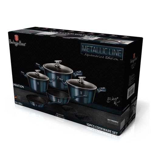 BerlingerHaus 10-Pc Cookware Set - Metallic Line Aquamarine Edition