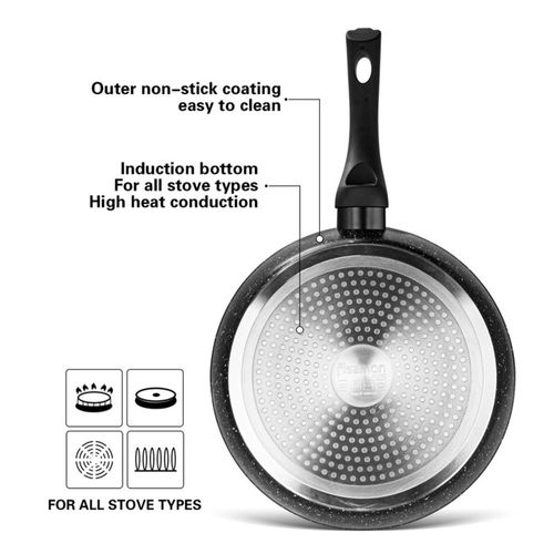 Fissman Deep Frying Pan Fiore Series with Aluminum And Non Stick Coating Black 26x6.5cm