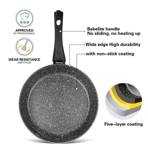 Fissman Deep Frying Pan Fiore Series with Aluminum And Non Stick Coating Black 26x6.5cm