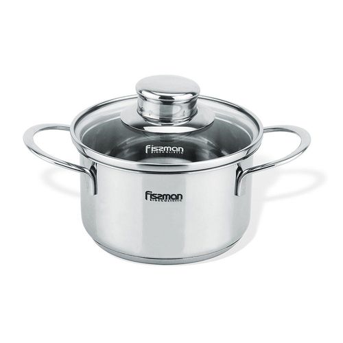 Fissman Bambino Sauce Pot With Glass Lid 14x7.5cm/1.1LTR (Stainless Steel)