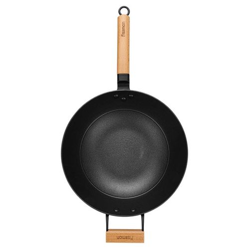 Fissman Wok Pan Seagreen 30X8.4Cm/4Ltr  With Glass Lid (Enamelled Lightweight Cast Iron) 