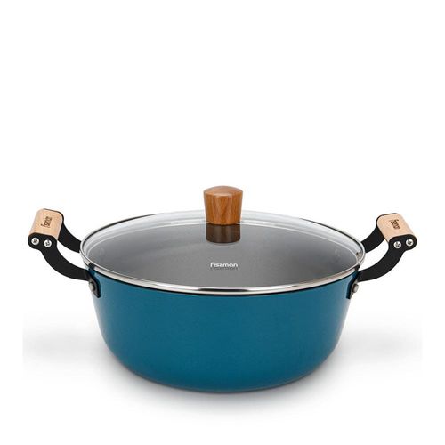 Fissman Stockpot Seagreen 28X12Cm/6Ltr With Glass Lid (Enamelled Lightweight Cast Iron) 