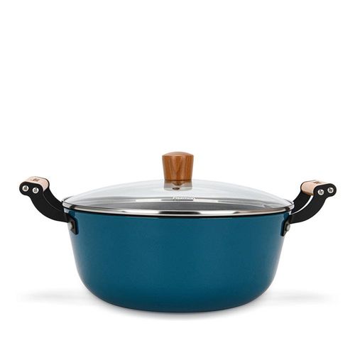 Fissman Stockpot Seagreen 28X12Cm/6Ltr With Glass Lid (Enamelled Lightweight Cast Iron) 