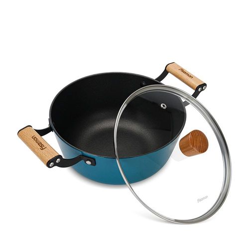 Fissman Stockpot Seagreen 28X12Cm/6Ltr With Glass Lid (Enamelled Lightweight Cast Iron) 