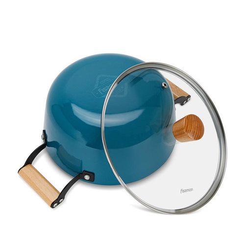 Fissman Stockpot Seagreen 28X12Cm/6Ltr With Glass Lid (Enamelled Lightweight Cast Iron) 