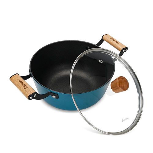 Fissman Stockpot Seagreen 32X12.5Cm/8Ltr With Glass Lid (Enamelled Lightweight Cast Iron) 