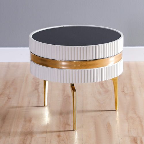 Concetta End Table - White / Golden