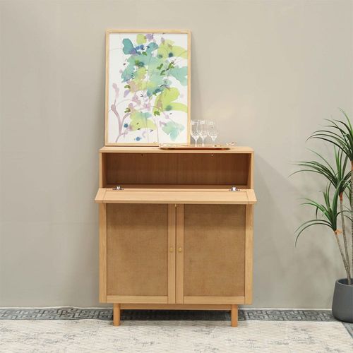 Hermano Wine Cabinet-Natural Wood