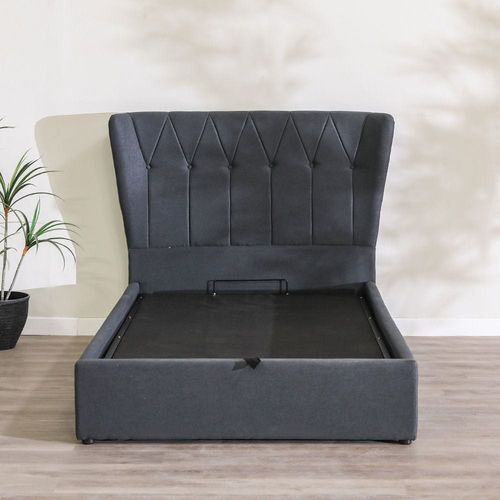 Alessandra 120X200 Hydraulic Single Bed Charcoal Grey -2 Year Warranty