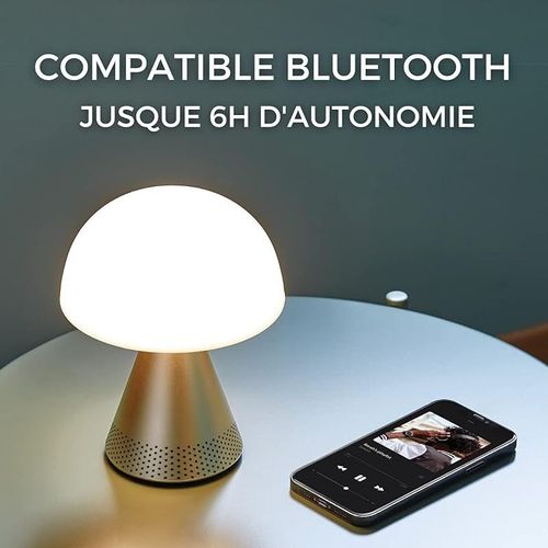 Lexon Mina L Audio Large Bedside Lamp LED Portable Table Light with Speakers - Dark Blue