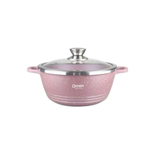 Versatile Efficient Non-stick Stay Cool Handled Shallow Casserole Pot Pink/Clear/Silver 32cm