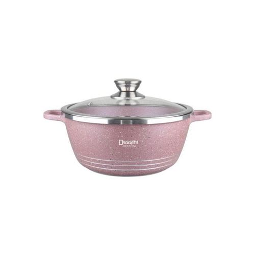 Granite Non Stick Casserole Pot With Lid Plum/Clear 32centimeter