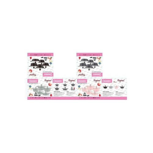 17-Piece Granite Cookware Set Includes 1xCasserole With Lid 20cm, 1xCsserole With Lid 24cm, 1xCasserole With Lid  28cm, 1xCasserole With Lid 32cm, 1xShallow Casserole With Lid 28cm, 7xCooking Tools Pink