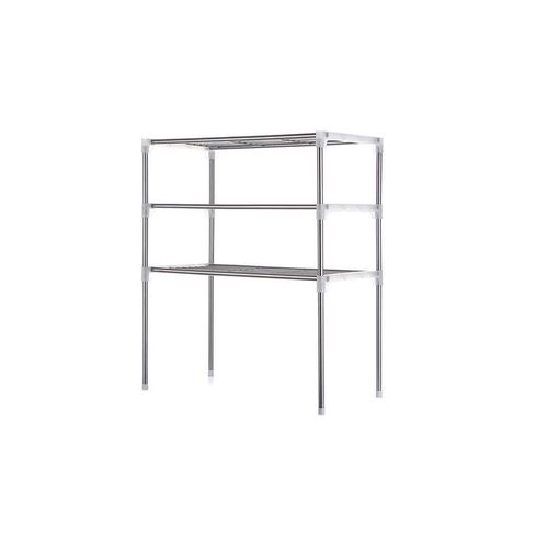 3-Tier Microwave Oven Shelving Kitchen Rack Silver 22.4x11.8x18.9inch
