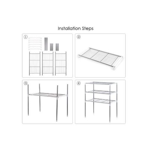 3-Tier Microwave Oven Shelving Kitchen Rack Silver 22.4x11.8x18.9inch