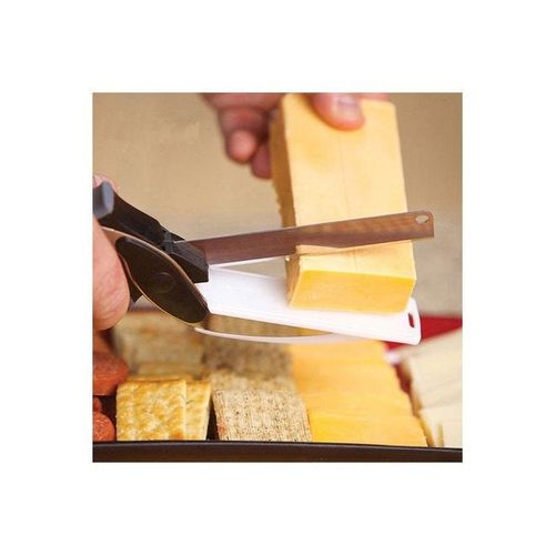 2-In-1 Kitchen Fruits And Vegetable Cutter Black/Silver 8.5x5.3x2centimeter