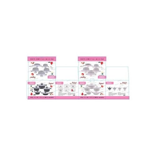 17-Piece Non-Stick Cookware Set Includes 1xCasserole With Lid 20 cm, 1xCasserole With Lid 24 cm ,1xCasserole With Lid 28 cm, 1xCasserole With Lid 32 cm, 1xShallow Casserole With Lid 28 cm, 7-Piece Cooking Tools Black/Grey 20cm