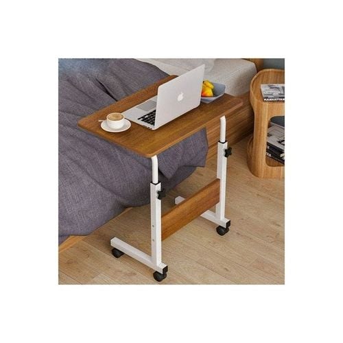 Movable Laptop Table with Sturdy Metal Frame Brown/White