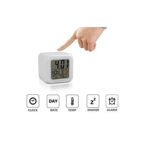 7 Colors Led Changing Digital Alarm Clock White